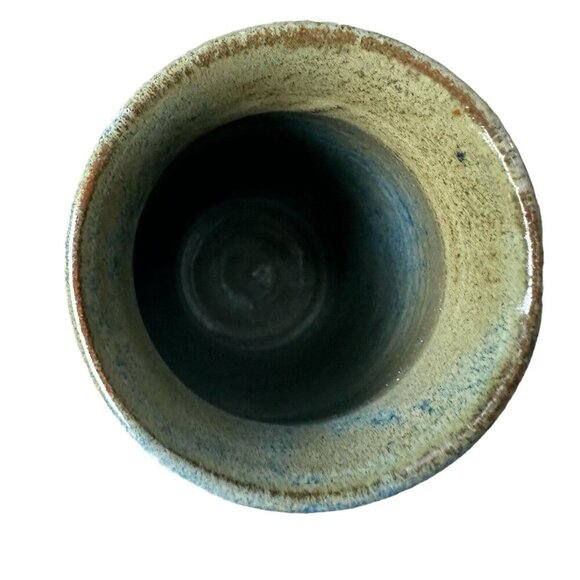 VTG Vase 4.75" Stoneware Pottery Seed Pod Leaves Motif Multicolor Texture Signed - Picture 8 of 11